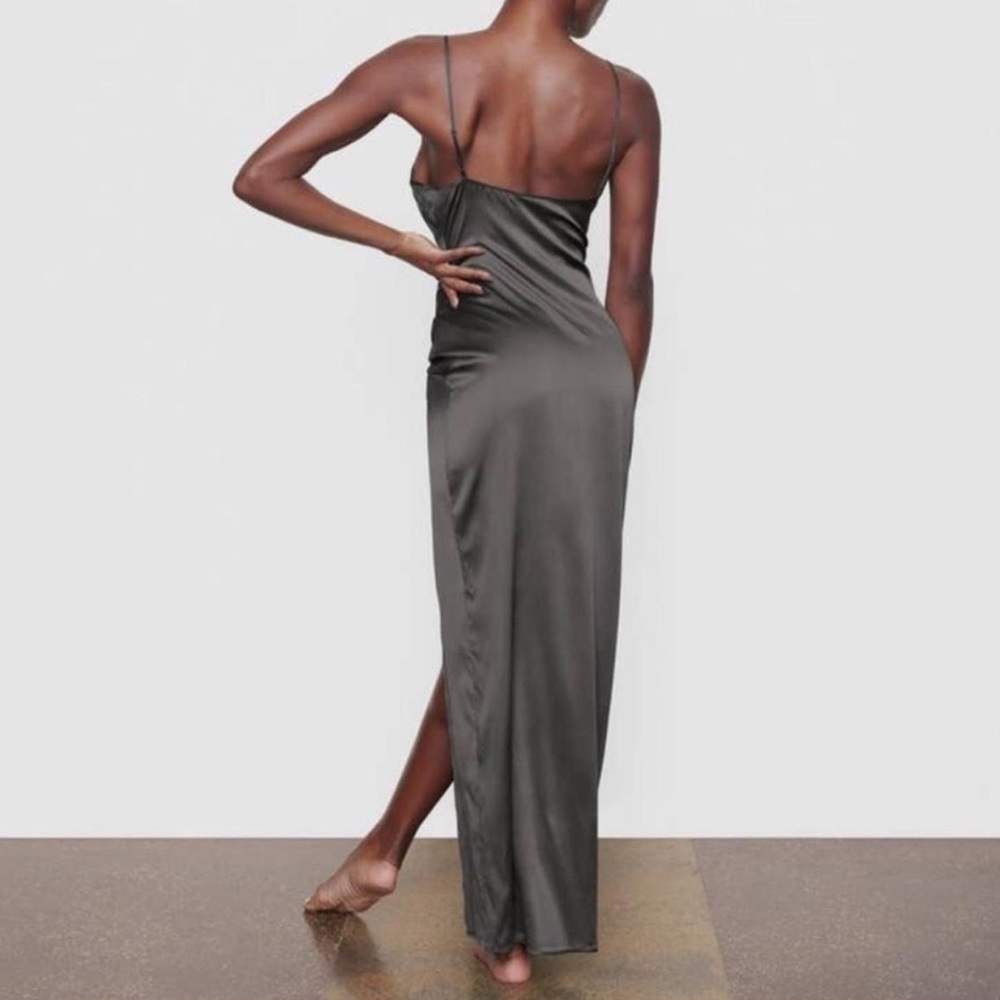 NWT Skims High Slit Stretch Silk Sleep Dress in Gunmetal Size 4X - Picture 2 of 5